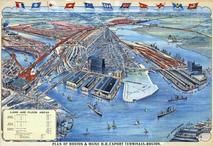 Boston 1905 Bird's Eye View of Boston's North End, Charlestown and Maine Railroad Export Terminals, Boston 1905 Bird's Eye View of Boston's North End, Charlestown and Maine Railroad Export Terminals